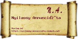 Nyilassy Annunciáta névjegykártya